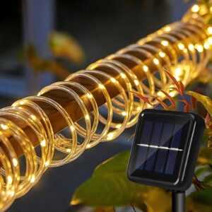 Vingo - led Leuchtschlauch Solar Lichterkette Aussen,mit Timer & 8 Modi,Lichterschlauch Solar Außen,Solarlichterkette Balkon,Warmweiß,12 Meter,100