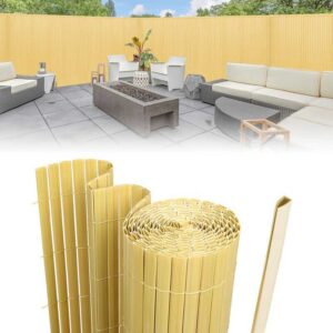 Vingo - pvc Sichtschutzzaun Sichtschutzmatte Gartenzaun Sichtschutz Windschutz für Balkon &Terrasse, Bambus 90x500cm - Bambus