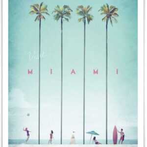 Wall-Art Poster "Palmen Urlaub Miami Strand", Strand, (1 St.), Poster ohne Bilderrahmen
