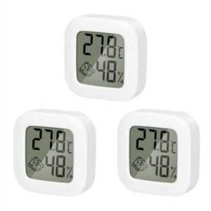 Xkatharsis Raumthermometer Mini-Thermometer-Hygrometer, Innenthermometer mit Smiley-Anzeige, 3-tlg.