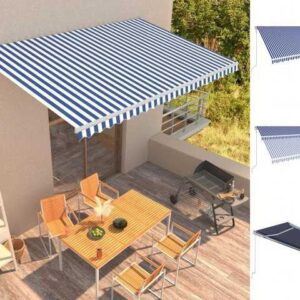vidaXL Markise Automatisch Einziehbare Markise 500300 cm Blau und Weiß Balkon Terrass