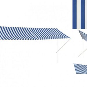 vidaXL Markise Einziehbare Markise 350 x 150 cm Blau und Weiß Balkon Terrasse