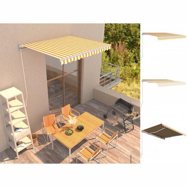 vidaXL Markise Einziehbare Markise Handbetrieben 300 x 250 cm Gelb und Weiß Balkon Te