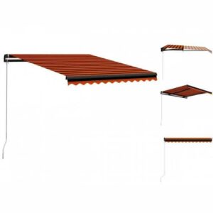vidaXL Markise Einziehbare Markise Handbetrieben 350 x 250 cm Orange und Braun Balkon