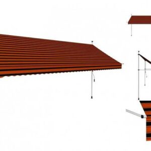 vidaXL Markise Einziehbare Markise Handbetrieben 400 cm Orange und Braun Balkon Terra