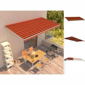 vidaXL Markise Einziehbare Markise Handbetrieben 600 x 300 cm Orange und Braun Balkon