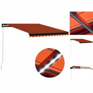 vidaXL Markise Einziehbare Markise Handbetrieben LED 350x250 cm Orange Braun Balkon T