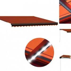 vidaXL Markise Einziehbare Markise Handbetrieben LED 450x300cm Orange Braun Balkon Te