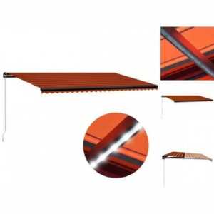 vidaXL Markise Einziehbare Markise Handbetrieben LED 600x300cm Orange Braun Balkon Te
