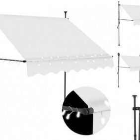 vidaXL Markise Einziehbare Markise Handbetrieben mit LED 100 cm Creme Balkon Terrasse