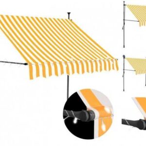 vidaXL Markise Einziehbare Markise Handbetrieben mit LED 100 cm Weiß Orange Balkon Te