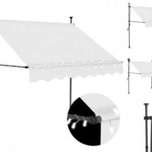 vidaXL Markise Einziehbare Markise Handbetrieben mit LED 150 cm Creme Balkon Terrasse