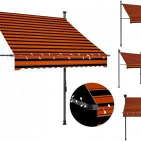 vidaXL Markise Einziehbare Markise Handbetrieben mit LED 150 cm Orange Braun Balkon T