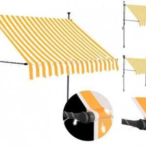 vidaXL Markise Einziehbare Markise Handbetrieben mit LED 150 cm Weiß Orange Balkon Te