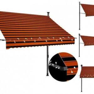 vidaXL Markise Einziehbare Markise Handbetrieben mit LED 200 cm Orange Braun Balkon T
