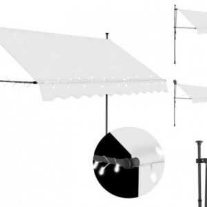 vidaXL Markise Einziehbare Markise Handbetrieben mit LED 250 cm Creme Balkon Terrasse