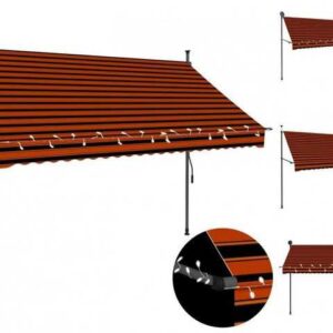 vidaXL Markise Einziehbare Markise Handbetrieben mit LED 250 cm Orange Braun Balkon T