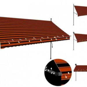 vidaXL Markise Einziehbare Markise Handbetrieben mit LED 300 cm Orange Braun Balkon T
