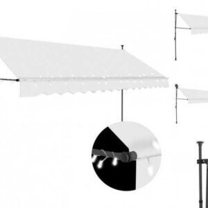 vidaXL Markise Einziehbare Markise Handbetrieben mit LED 400 cm Creme Balkon Terrasse