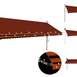 vidaXL Markise Einziehbare Markise Handbetrieben mit LED 400 cm Orange Braun Balkon T