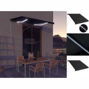 vidaXL Markise Einziehbare Markise mit LED Handbetrieben 350x250 cm Anthrazit Balkon
