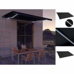 vidaXL Markise Einziehbare Markise mit LED Handbetrieben 500x300 cm Anthrazit Balkon