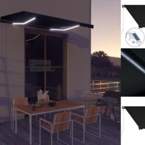 vidaXL Markise Einziehbare Markise mit Windsensor LED 350x250cm Anthrazit Balkon Ter