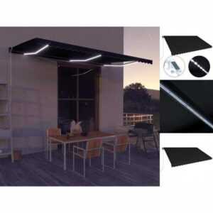 vidaXL Markise Einziehbare Markise mit Windsensor LED 500x300cm Anthrazit Balkon Ter
