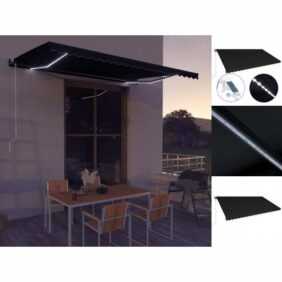 vidaXL Markise Einziehbare Markise mit Windsensor LED 600x300cm Anthrazit Balkon Ter